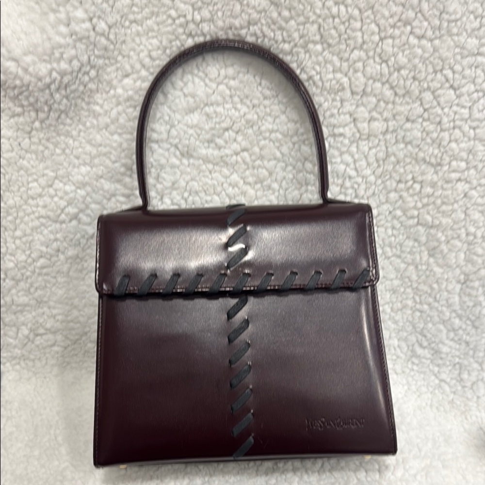 Yves Saint Laurent Burgundy Handbag with Black Accents